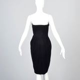 Timeless Lanvin Black Velvet Strapless Dress with Ivory Petal Bust