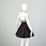 XS 1990s Fit & Flare Prom Mini Dress Halter Cocktail Party Evening Dress