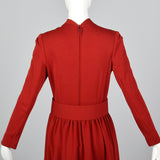 1960s Normal Norell Mod Red Fit & Flare Dress with Wide Belt