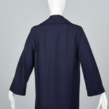 1960s Navy Blue Coat with Ribbon Stripe Taffeta Lining