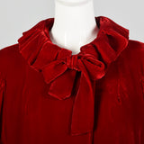 Small 1940s Red Silk Velvet Coat