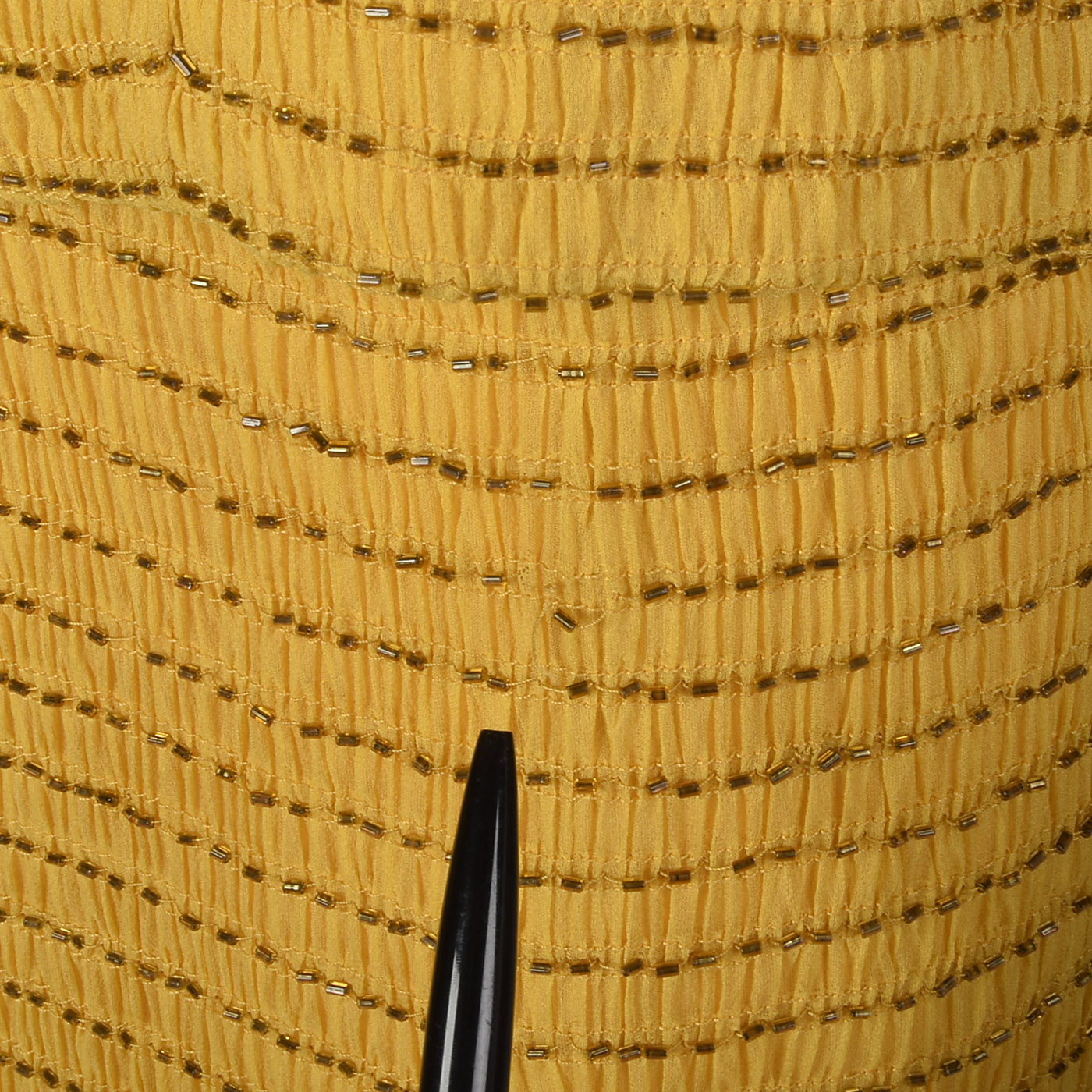 1960s Yellow Silk Dress with Beads