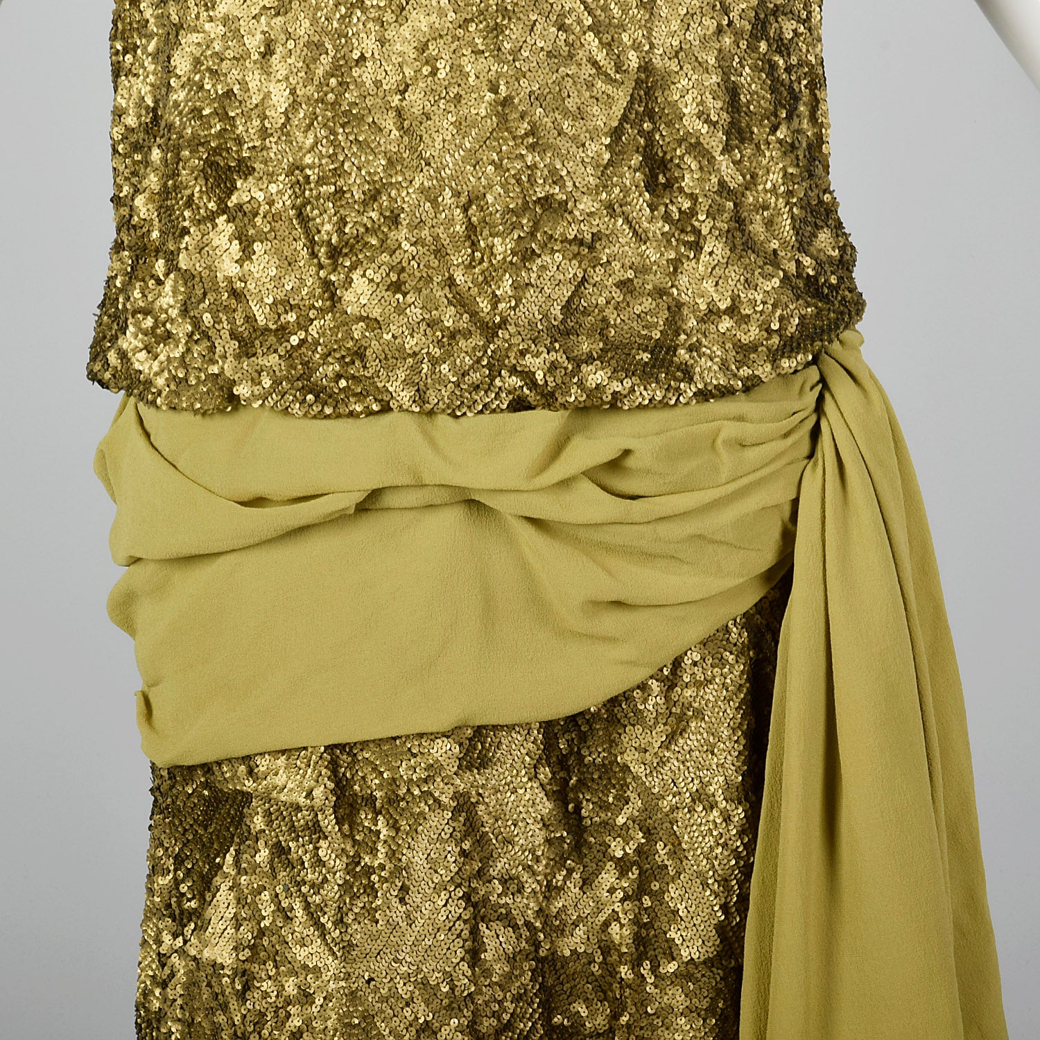 1920s Sequined Dress with Gold Lamé & Silk Details