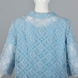 1960s Baby Blue Two Piece Set with Lace Trim