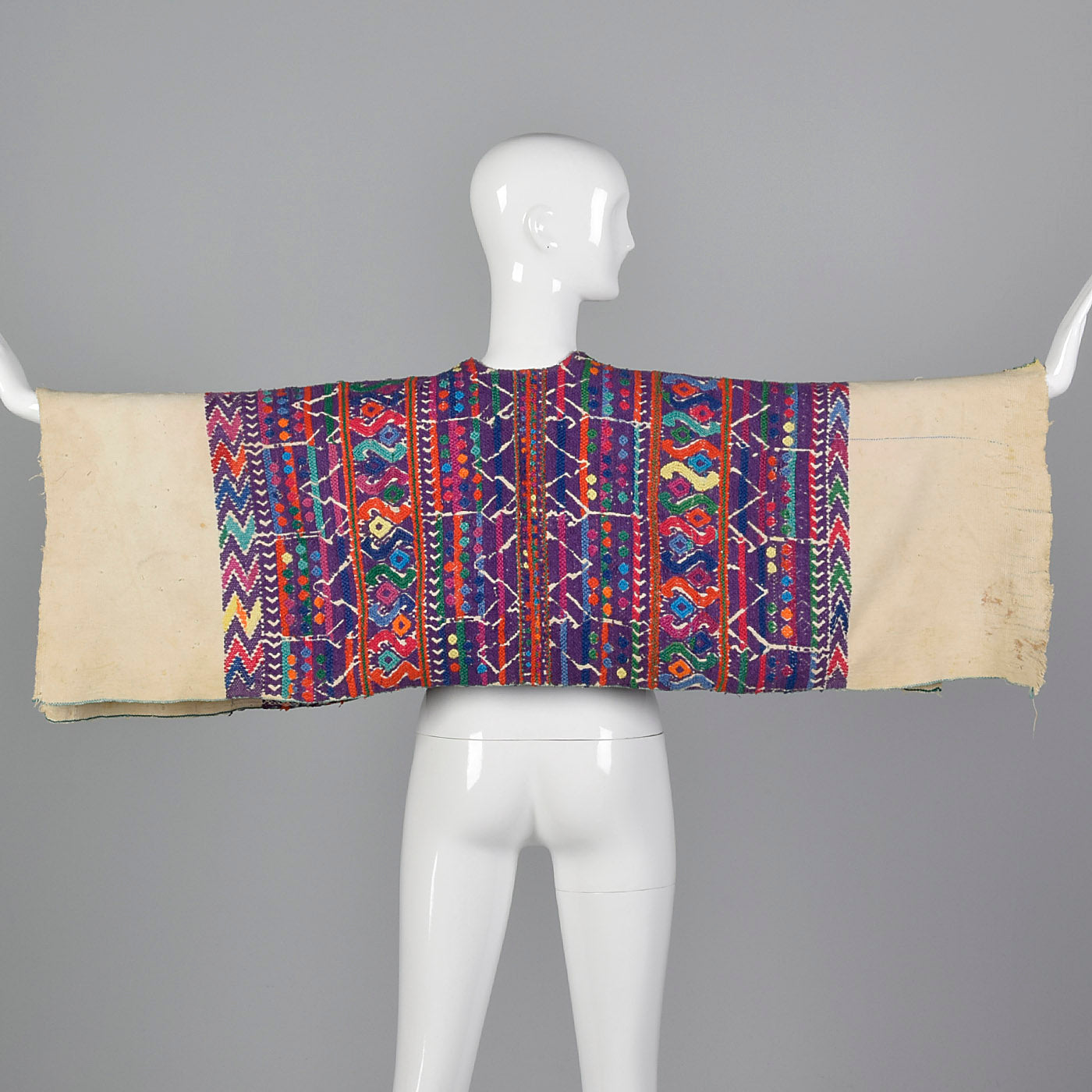 1930s Bohemian Hand Loomed Cotton Huipil Poncho
