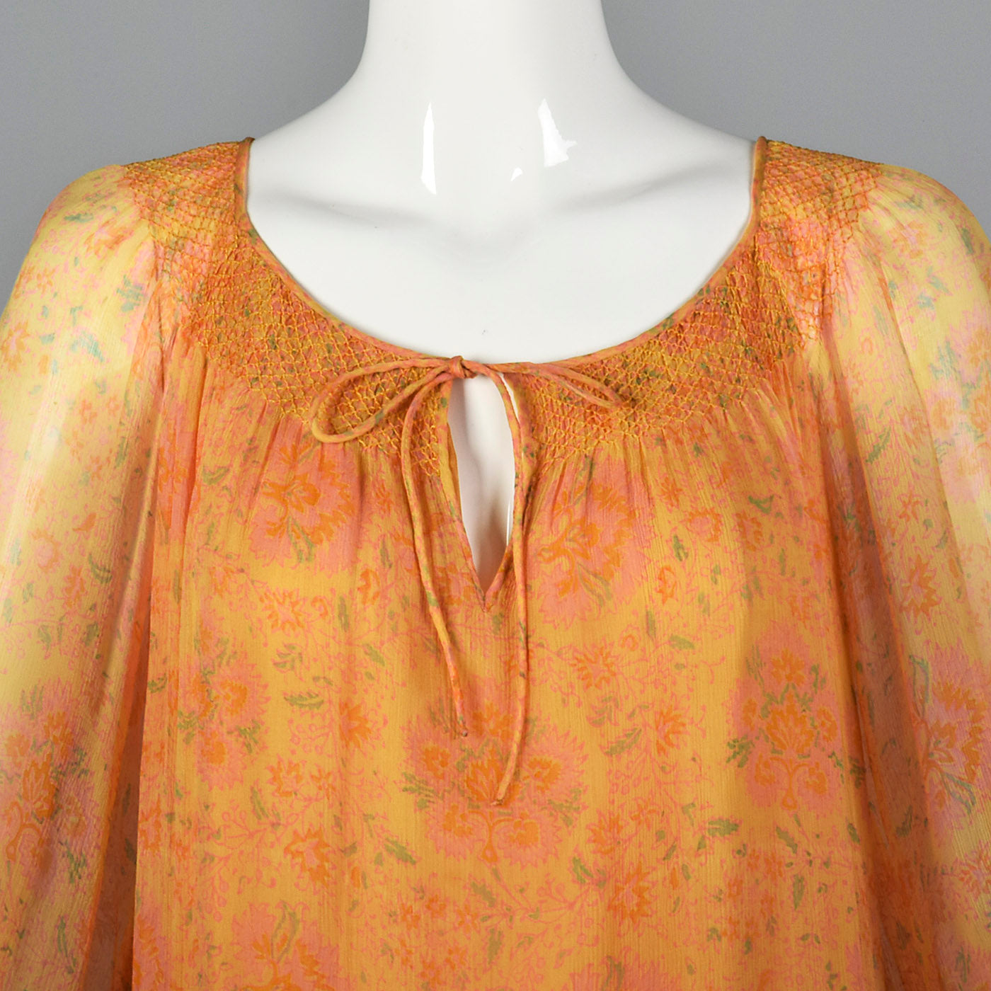 1970s Treacy Lowe Bohemian Silk Maxi Dress