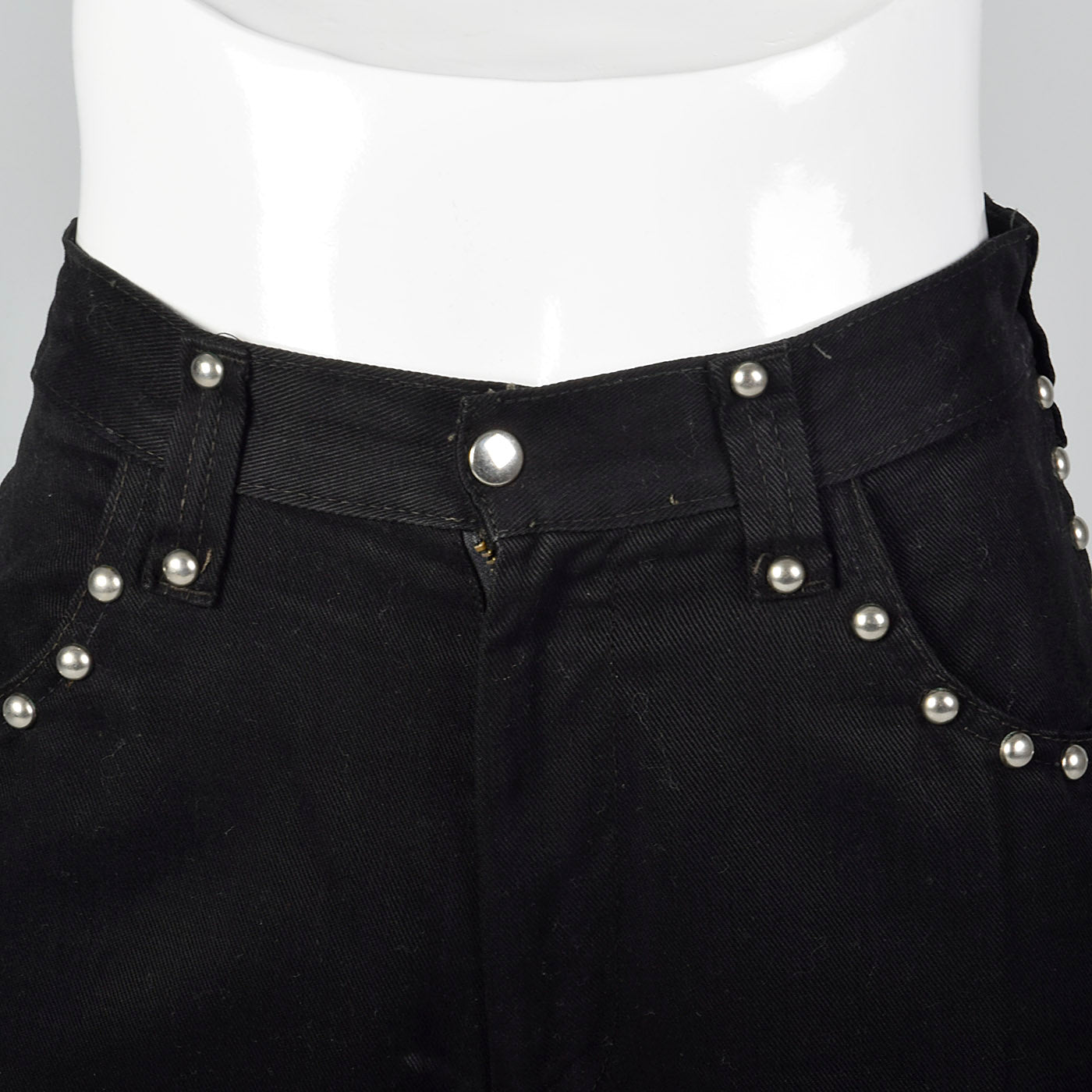 1970s Silver Studded Black Bell Bottoms