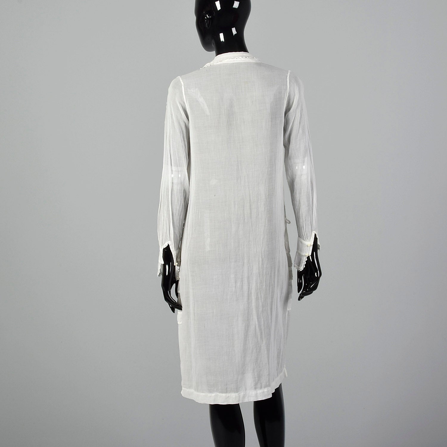 1920s Sheer White Embroidered Cotton Dress