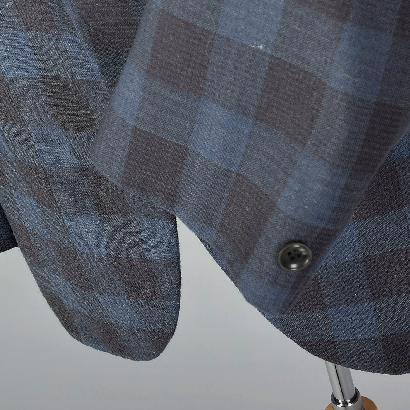 1950s Mens Wool Jacket in Blue and Gray Check
