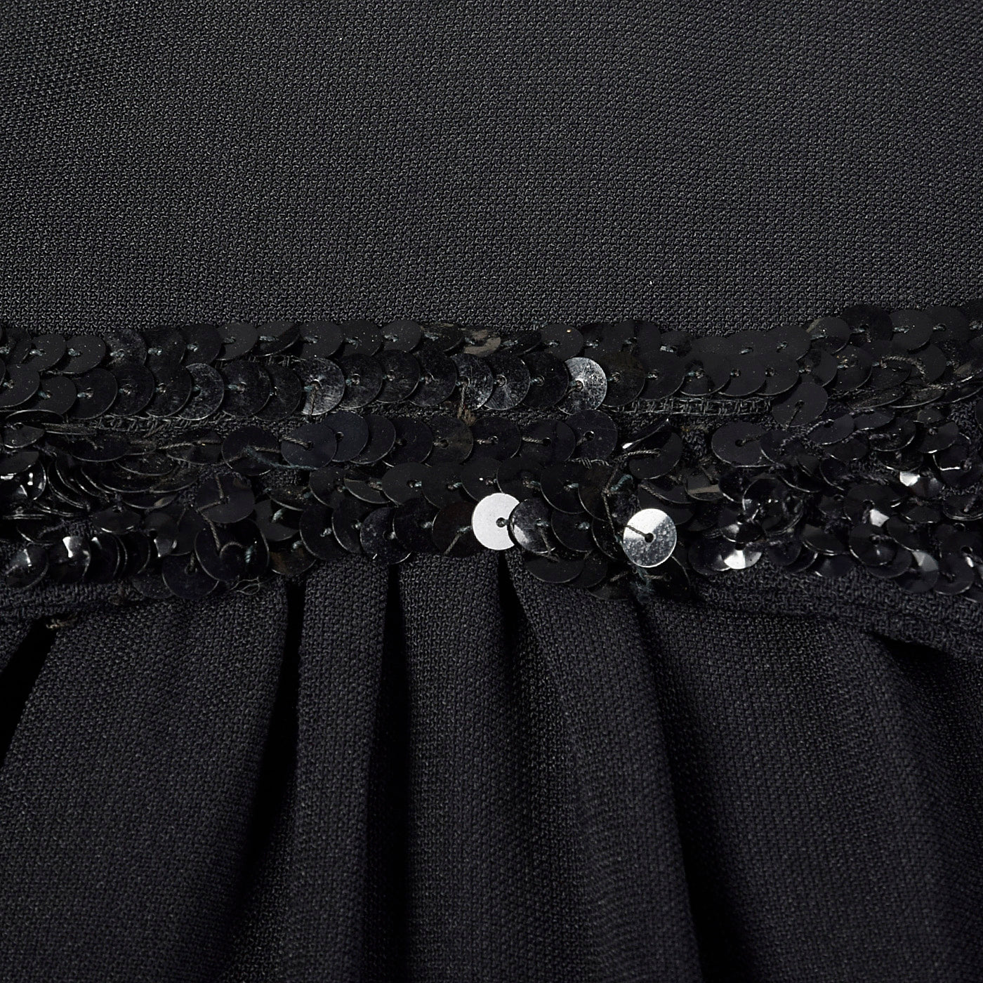 1940s Black Fitted Blouse with Sequin Trim