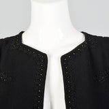 1940s Black Swing Coat with Soutache & Studs