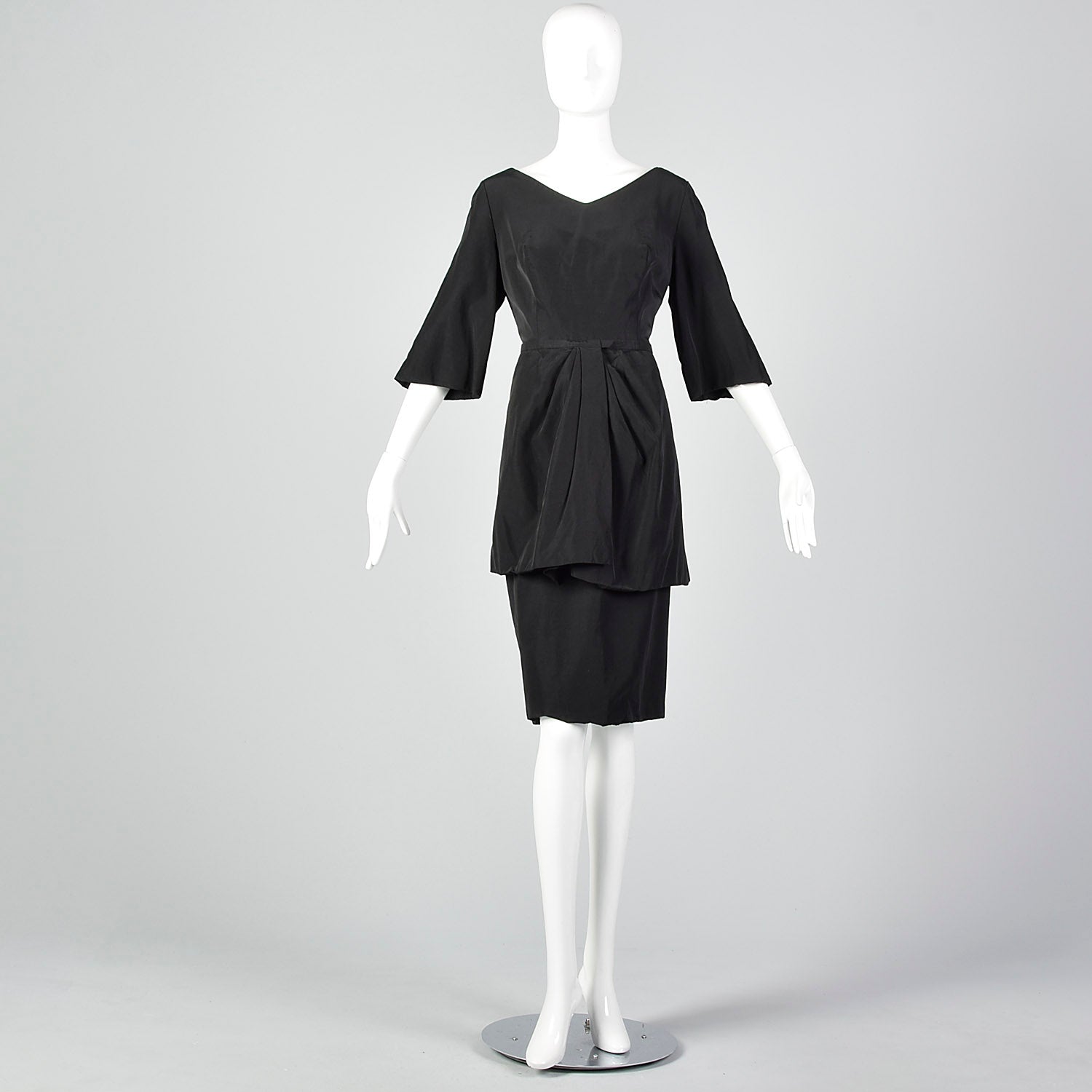 Large 1950s Black Dress and Overskirt