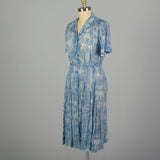 XXL 1950s Day Dress Semi-Sheer Casual Lightweight Volup Novelty Print