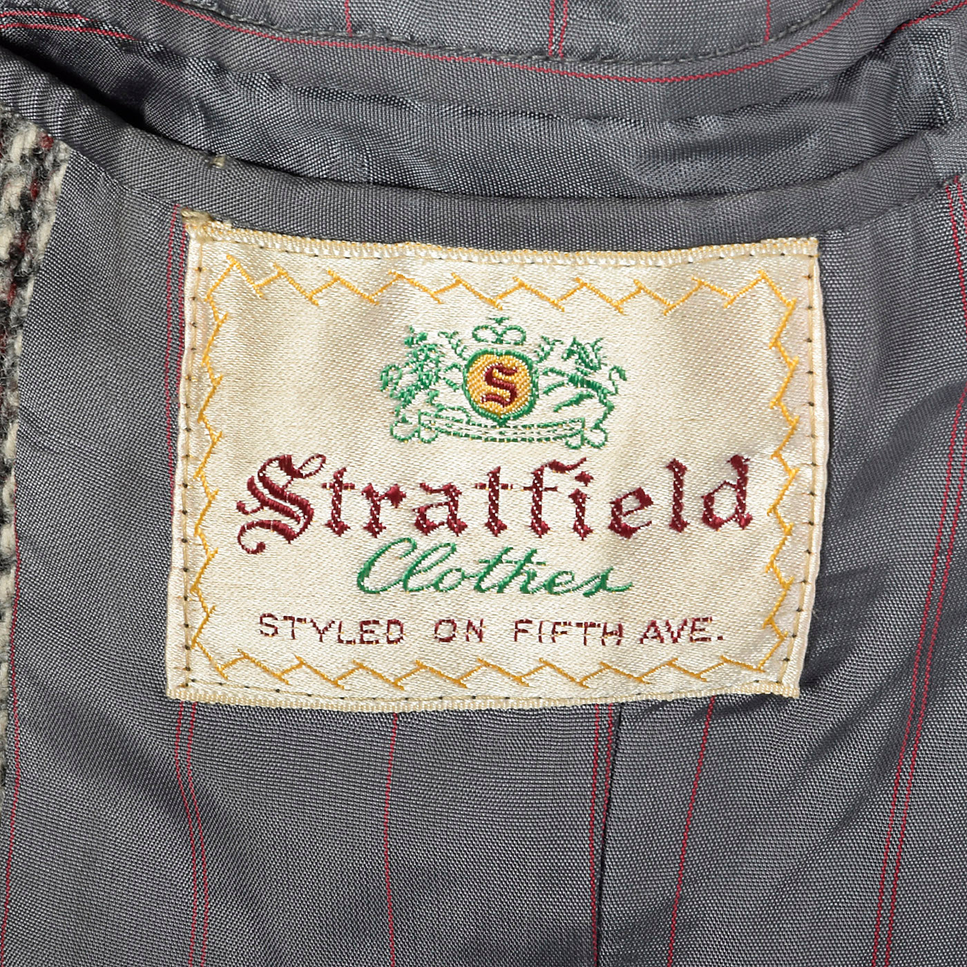 1950s Black and White Tweed Jacket with Red Stripe