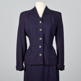 1950s Navy Blue Skirt Suit with Decorative Buttons
