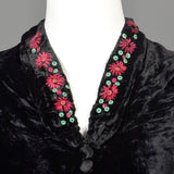 1930s Velvet Dress with Beading and Embroidery Trim