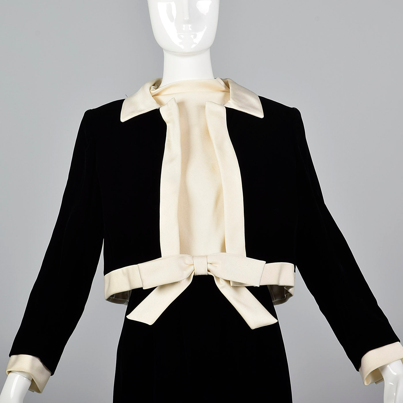 1960s Black Velvet Dress and Jacket Set