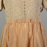 Medium 1990s Escada Couture Dress Blush Summer Short Sleeve Beaded Evening Gown