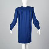 1980s Bill Blass Loose Blue Knit Dress