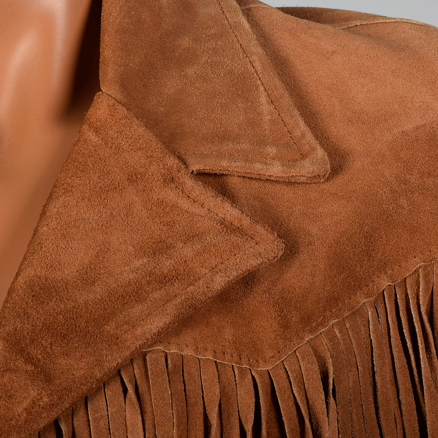 1970s Mens Brown Leather Fringe Jacket