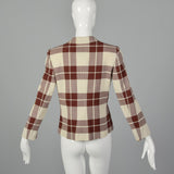 XS Salvatore Ferragamo Beige and Brown Plaid Blazer