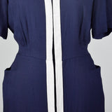 1950s Deadstock Navy Dress with White Trim