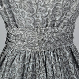 1950s Gray Cotton Lace Print Dress