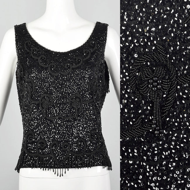 Medium 1960s Beaded Sleeveless Blouse
