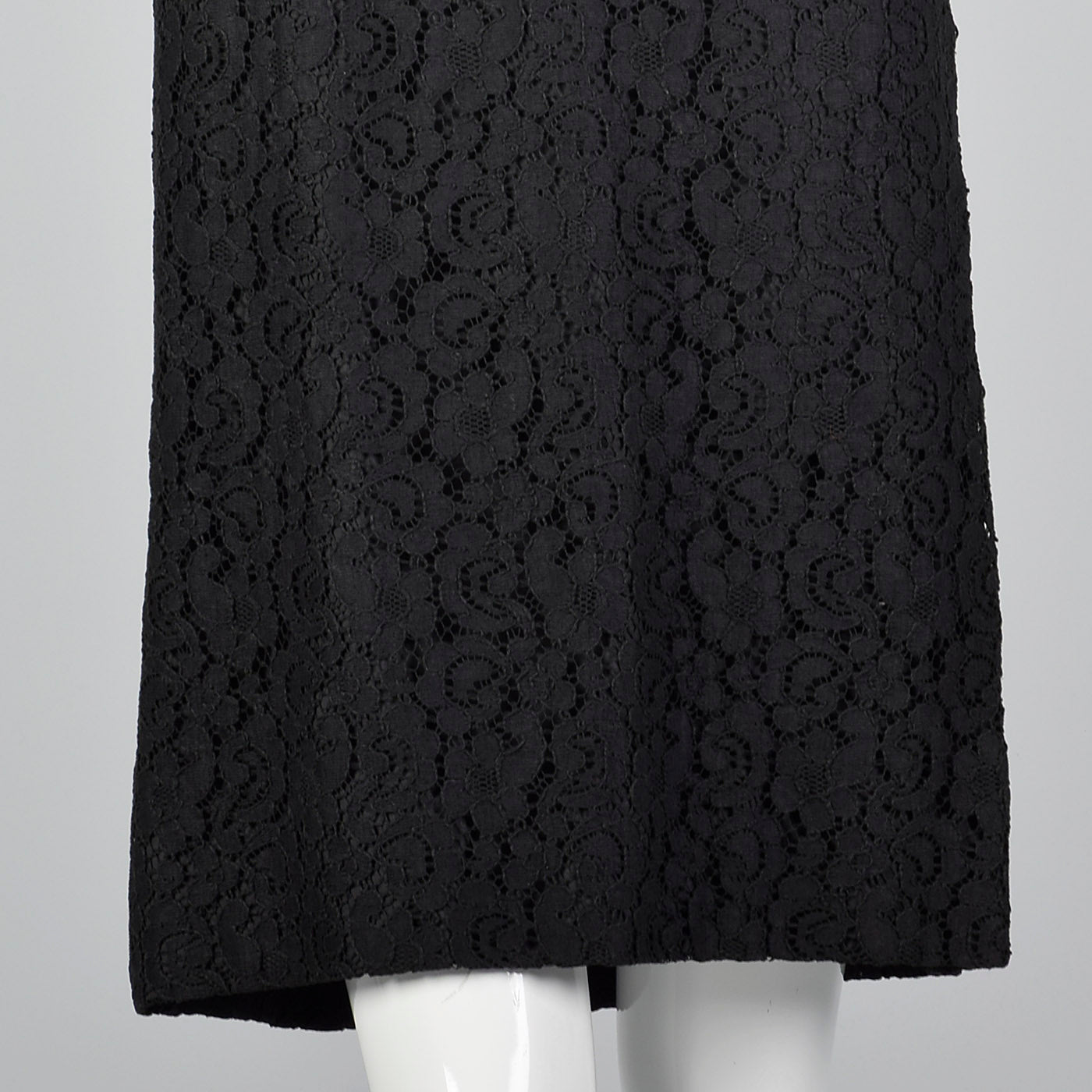 1960s Lace Overlay Shift Dress with Sheer Poof Sleeves