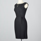 1950s Little Black Dress with White Topstitching
