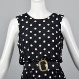 1980s Black and White Polka Dot Dress