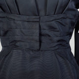 Large 1950s Bonwit Teller Dark Navy Blue Silk Cocktail Dress
