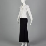 1990s Saks Fifth Ave White Lace Top with Black Mermaid Skirt