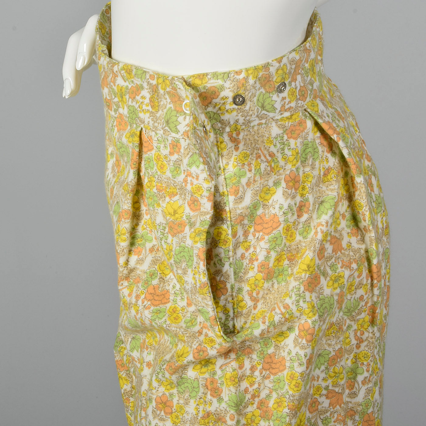 1960s Flannel PJ Set in Orange Floral Print