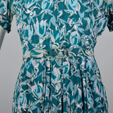 1940s Rayon Dress in Novelty Dancing Ladies Print