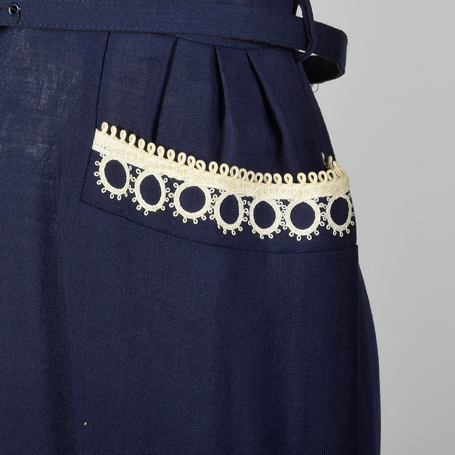 XL 1950s Navy Blue Day Dress