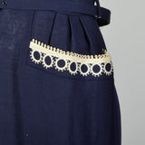 XL 1950s Navy Blue Day Dress