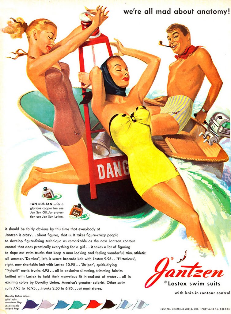 1930s Jantzen Red Swimsuit with Drawstring Back
