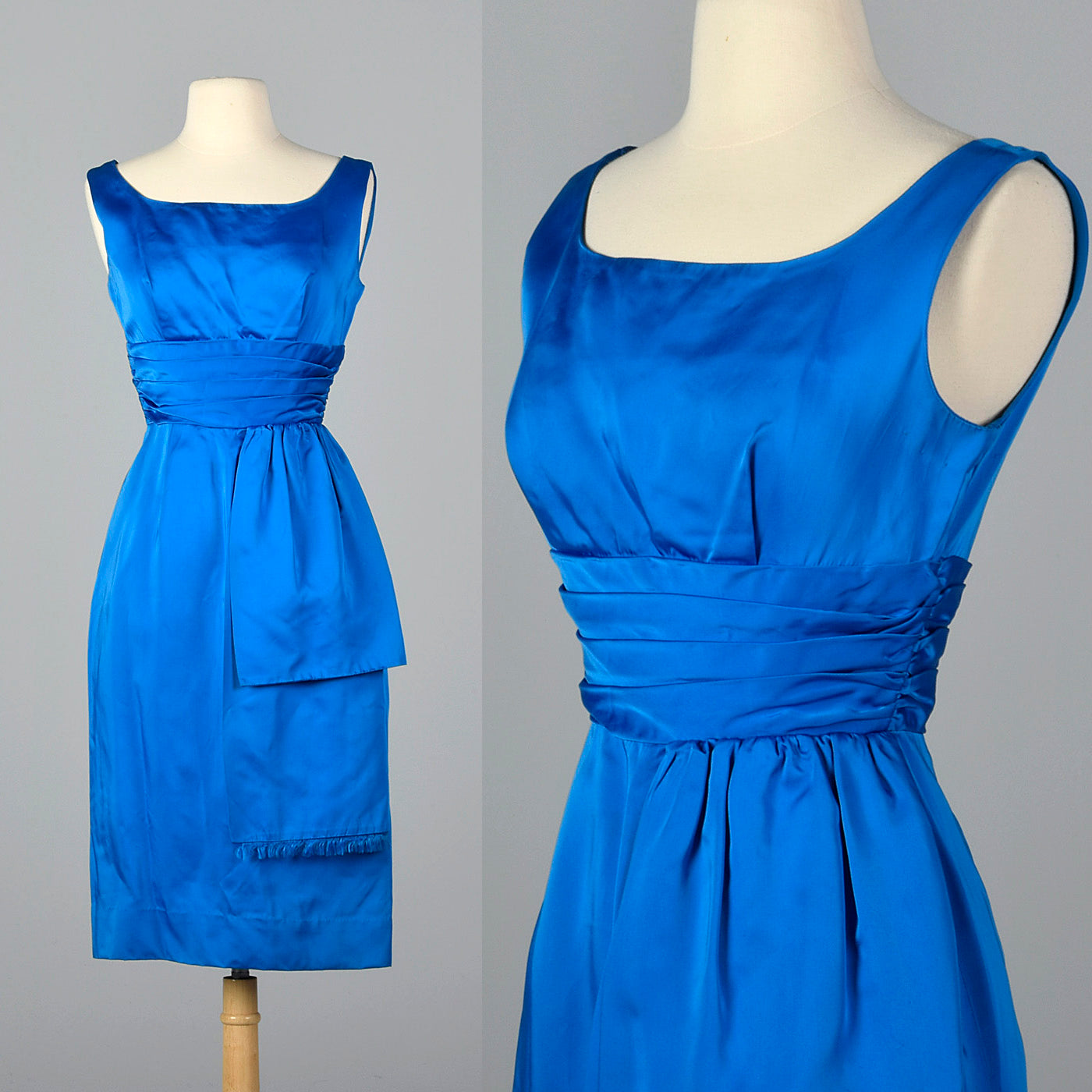 1950s Electric Blue Pencil Dress with Hip Sash