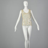 Large 1960s Sleeveless Knit Sweater with Dangling Paillettes