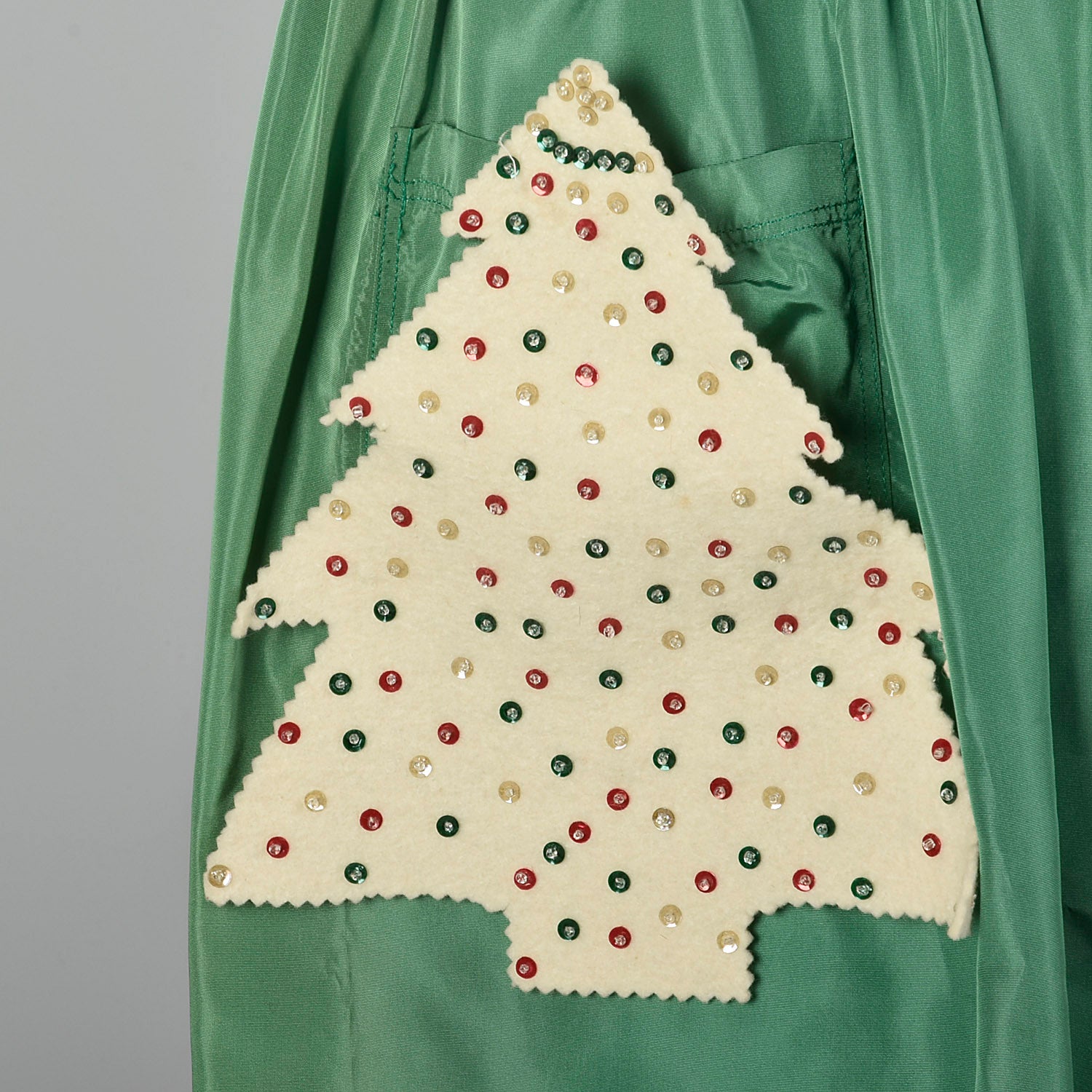 OSFM 1940s Green Christmas Tree Half Apron