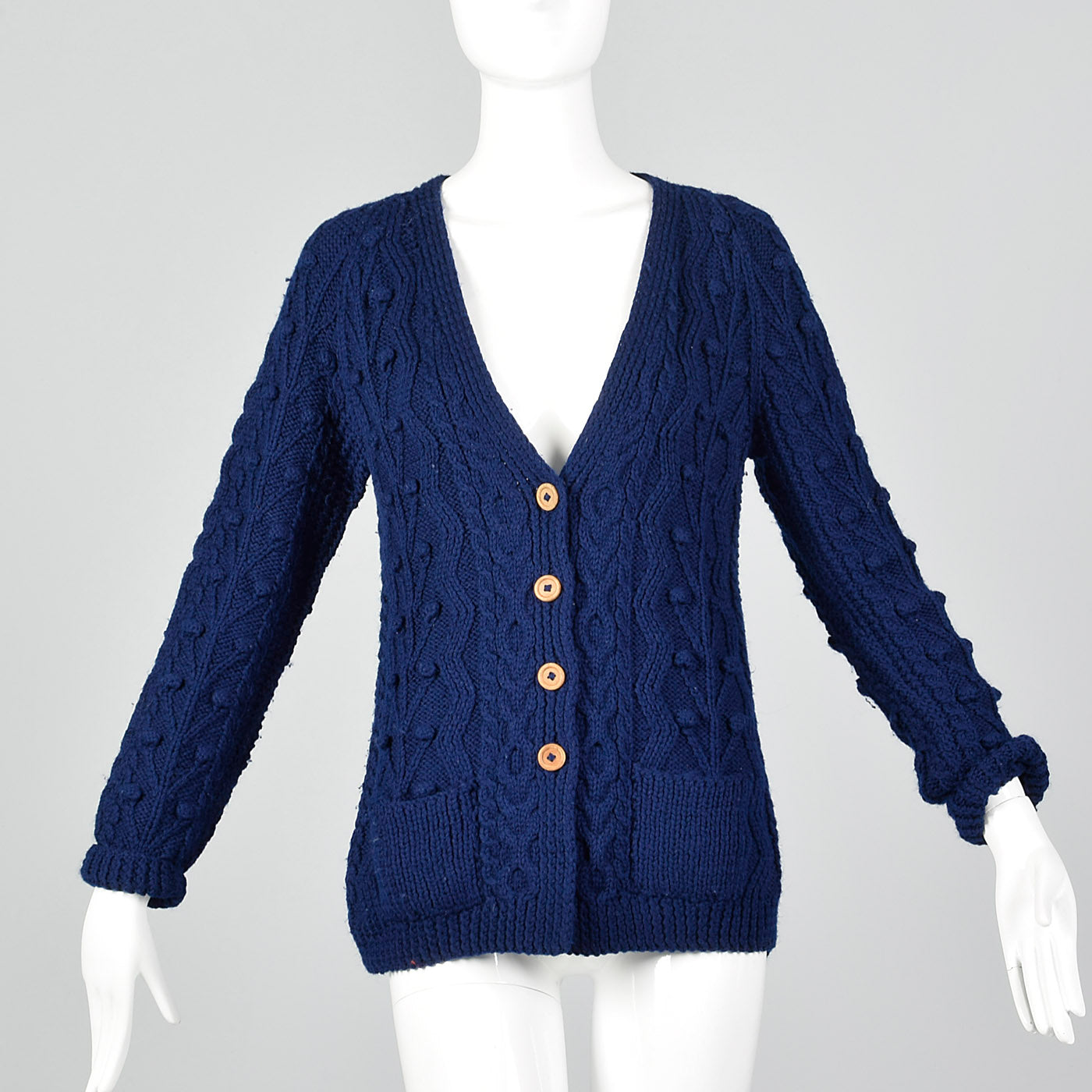 1980s I Magnin Blue Hand Knit Cardigan