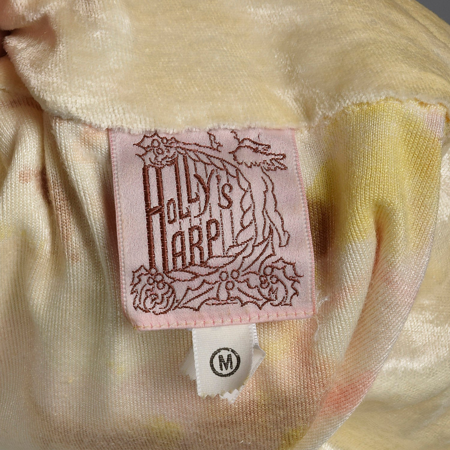 XS Holly Harp 1970s Cream Hand Painted Wrap Top