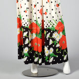 1960s Oscar de la Renta Poppy Print Palazzo Jumpsuit