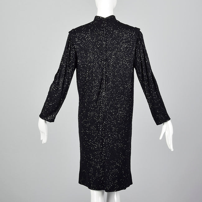 1980s Black Glitter Sack Dress
