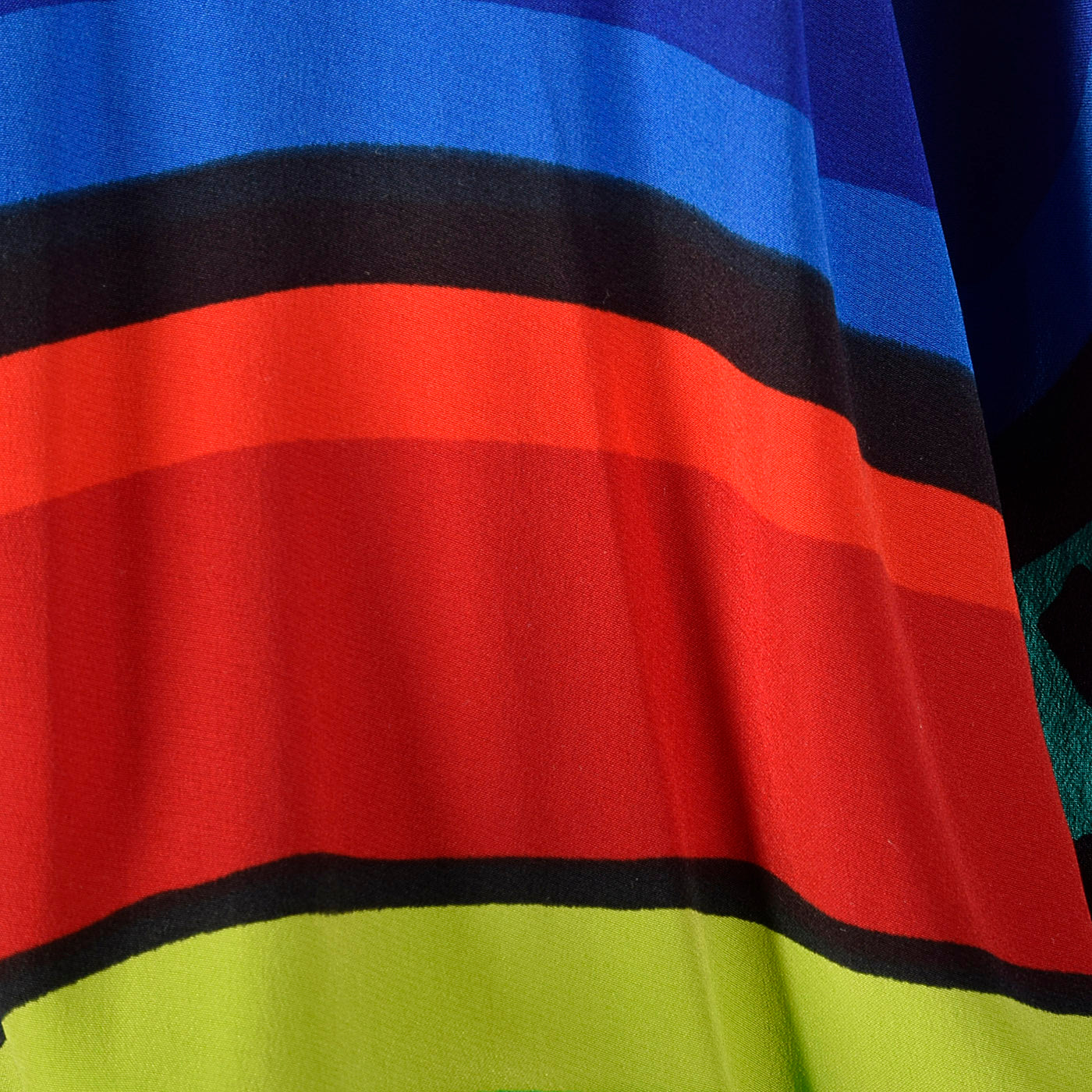 1980s Black Knit Dress with Colorful Silk Batwing Sleeves