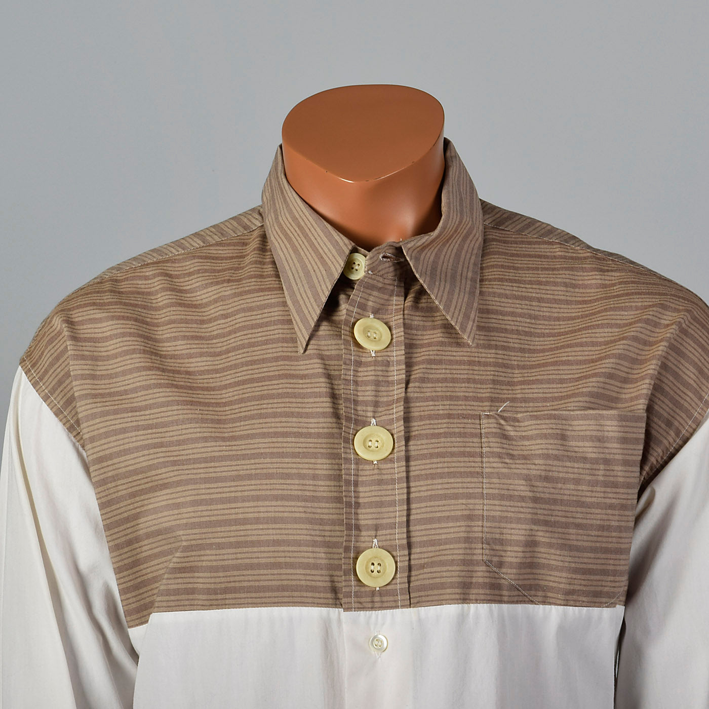 2000s Dolce & Gabbana Brown and Blue Color Blocked Shirt