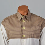 2000s Dolce & Gabbana Brown and Blue Color Blocked Shirt