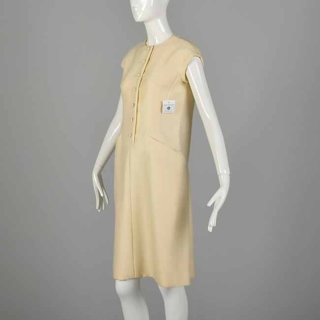 Medium 1960s Dress Suzy Perette Cream Wool Silk Sack Dress