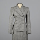 1990s Richard Tyler Black & White Plaid Skirt Suit